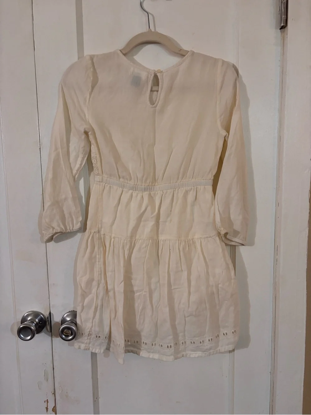 Old Navy Cream Lace-Trim Girls Dress with Tiered Skirt